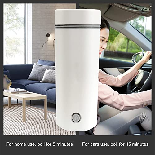 Image of Oshotto 12V Portable Electric Kettle Cup Stainless Steel Electric Kettle Auto Shut-off For Travel Camping, Road Trip Compatible with Honda Elevate (350ml) - White