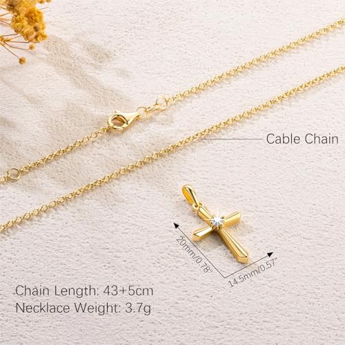 Cross Necklace 14K Gold Necklaces for Women Dainty Gold Pendant Necklaces for Women Trendy Sharp Tapered Lines with Cubic Zirconia Minimalist Necklace Womens Cross Chain Adjustable2