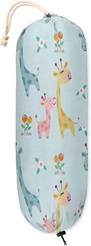 Kawaii - Soporte para bolsas de plástico de jirafa infantil, soporte de pared para bolsa de comestibles, organizador de bolsas de basura