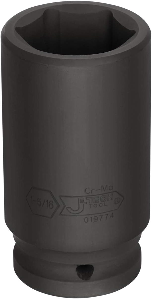 Jetech 3/4 Inch Drive 1-5/16" Deep Impact Socket, SAE, Heat-Treated Chrome Molybdenum Alloy Steel (Cr-Mo), 6-Point Design for Extended Reach on Heavy-Duty Applications