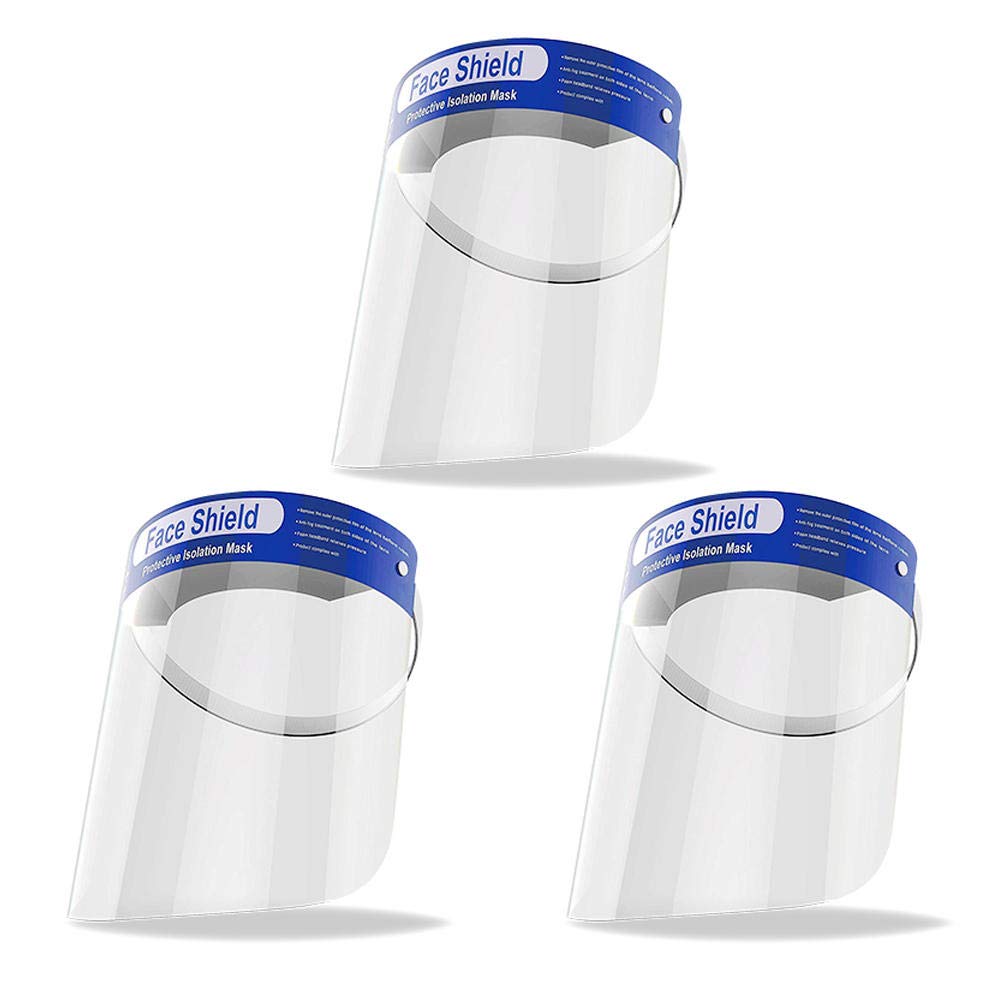 3 Pack Face_Shield,Transparent Adjustable Clear Anti Fog Plastic Full Face Visor Anti Droplet Dust Proof Protect Easy to Clean Reusable Safety Face Covering for Men Women