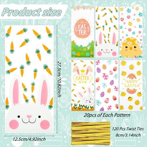 GOMANCHE 120 Pcs Easter Cellophane Bags