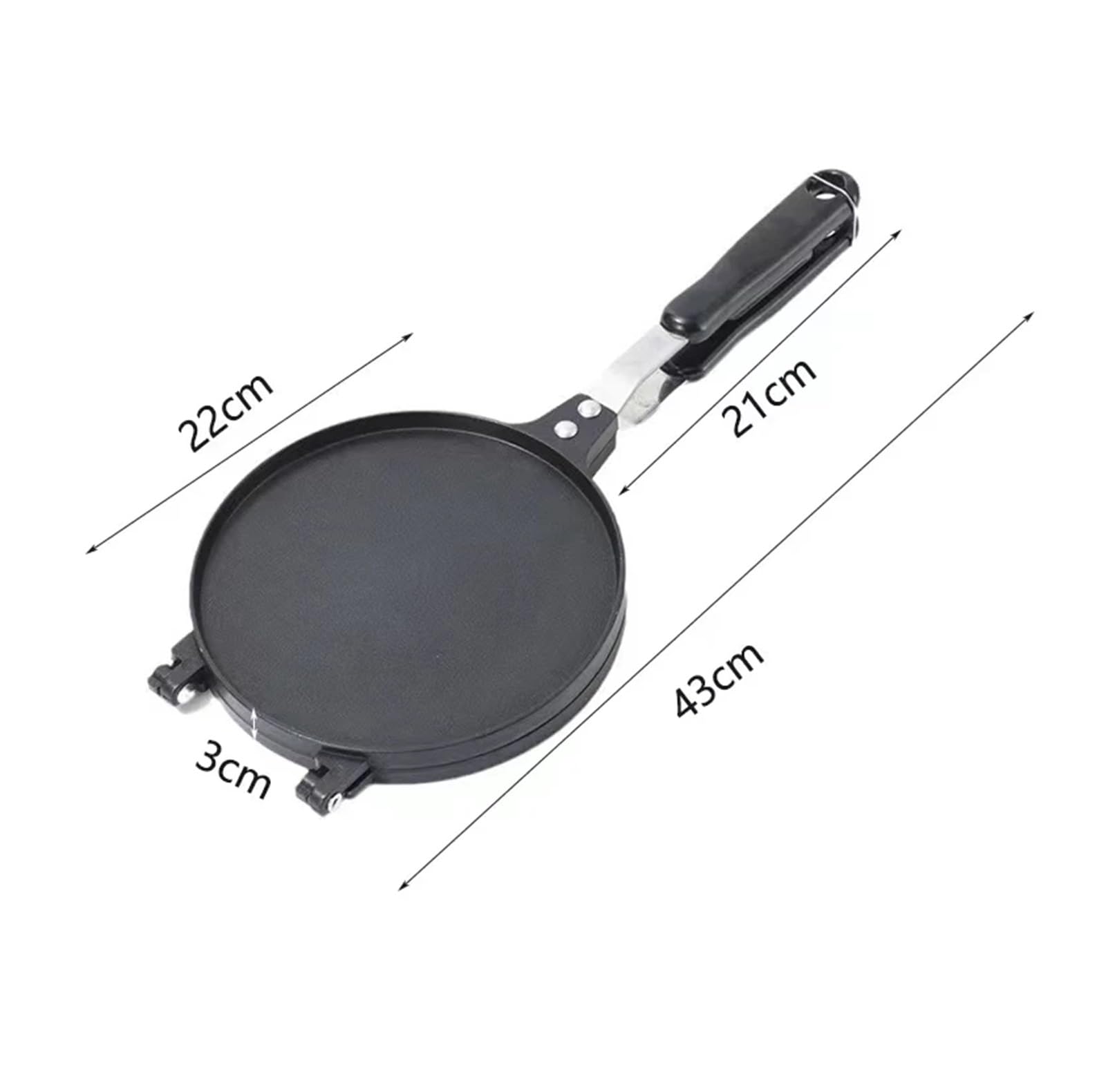 Molde Antiadherente for Tortillas de 17 cm y 22 cm, for Hacer rollitos de Huevo, gofres, Pasteles, Helados, Conos, Utensilios for Hornear(22cm Black)