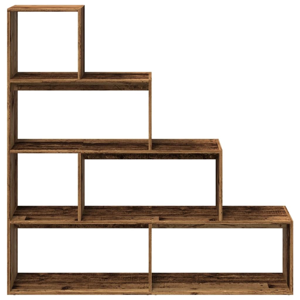 Generisch Raumteiler-Bücherregal 4 Stufen Altholz-Optik 143,5x29x143,5 cm,Möbel,Regalsysteme,Bücherregale Bücherschränke-858001