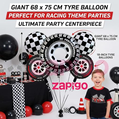 Image of Balloonistics Racing Theme Happy Birthday Balloon Bouquet Pack Of 5
