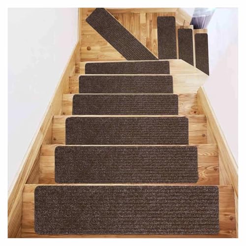 階段マット 滑り止め, 15パック 20cm x 76cm 滑り止めシート, 再利用可能 滑り止めフロアマット 木製および大理石の階段に適しています