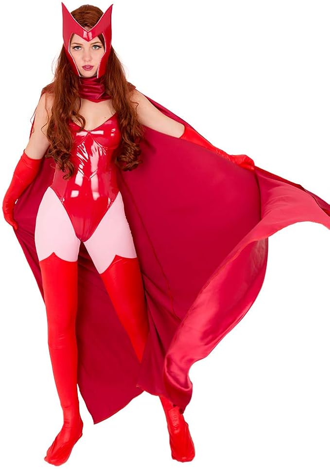Cosplay Fm Damen Scarlet Witch Cosplay Bodysuit Kostum Mit Umhang Und Gesichtsbedeckung 1x 2x Amazon De Spielzeug