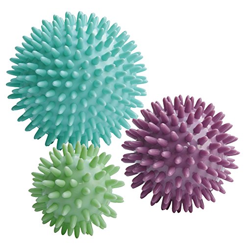 ResultSport® Pack of 3 - Spiky Massage Balls Stress Reflexology - 6cm, 8cm, 10cm - Free eBook - Trigger Point Massage - Myofasical Ball, Exercise Ball, Lacrosse Ball, PAH and Phthalates Free