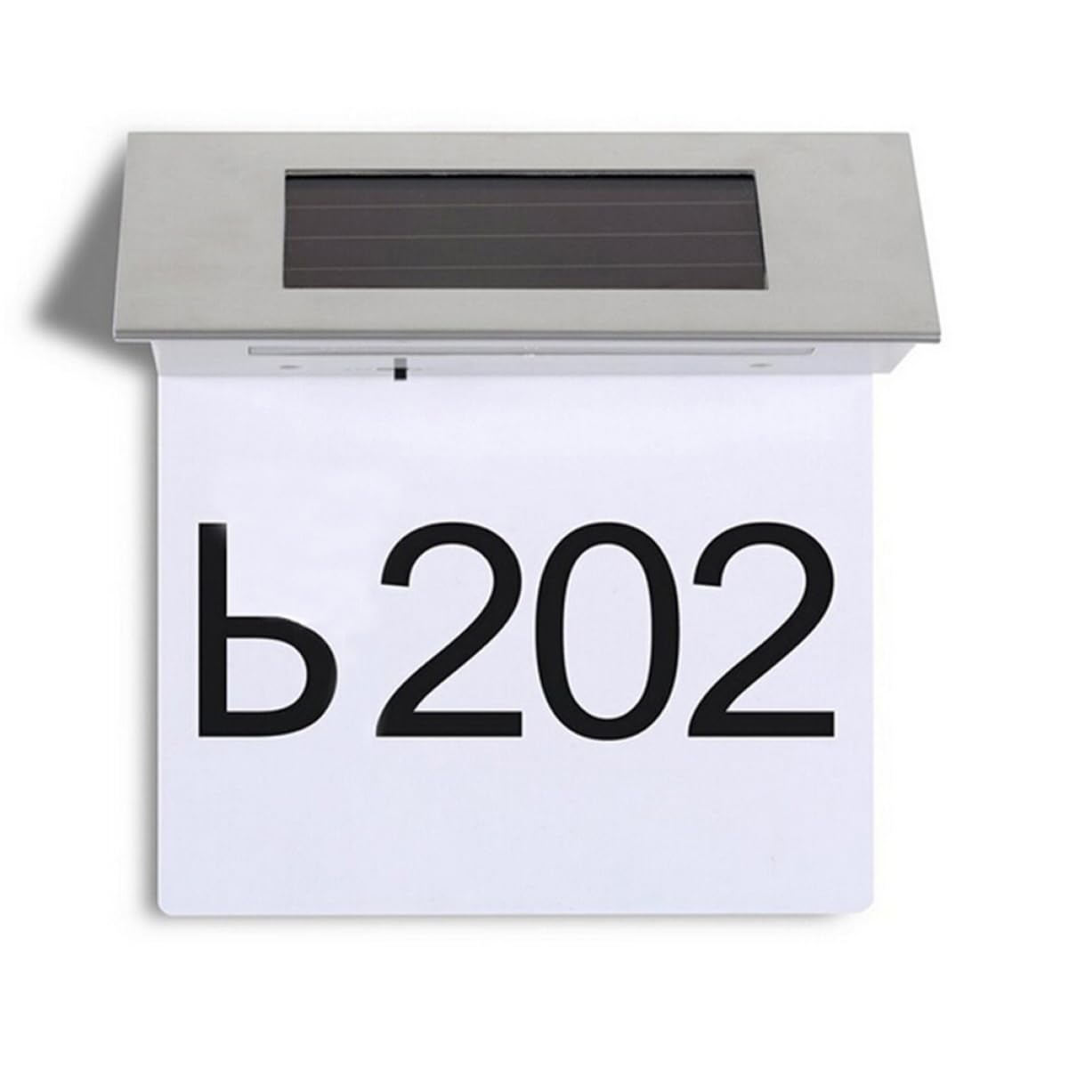 Lampada Solare da Parete con Sensore di Movimento 4led per Numero Civico, Materiale Acciaio Inossidabile e Abs, Facile da Installare, Risparmio Energetico, per Uso Esterno in Casa