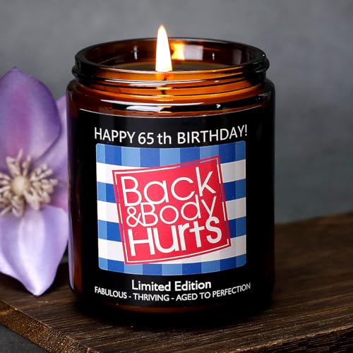 Happy 65th Birthday Decorations - Scented Candles for Dad, Mom, Woman, Her, Wife, Husband, Friends, Sister, Party, Best 65 Year Old, 1959 Birthday Ideas