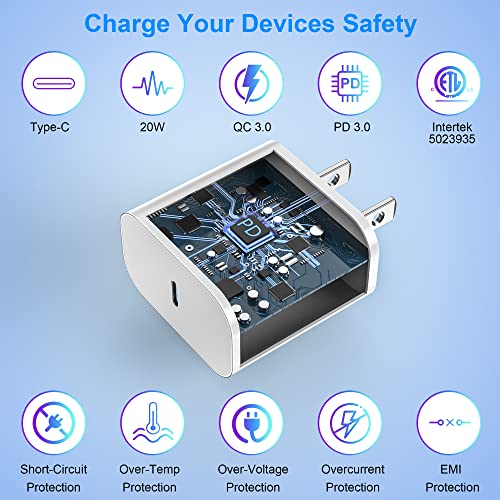 USB C Bloc chargeur 2Pack 20W pour iPhone 17 16 Plug chargeur mural rapide avec adaptateur de puissance de type C pour iPhone 17/16/16 Pro Max/16 Plus/15/14/13/12/11/Xs/X,pour IPad Pro pour Apple USBC Frais