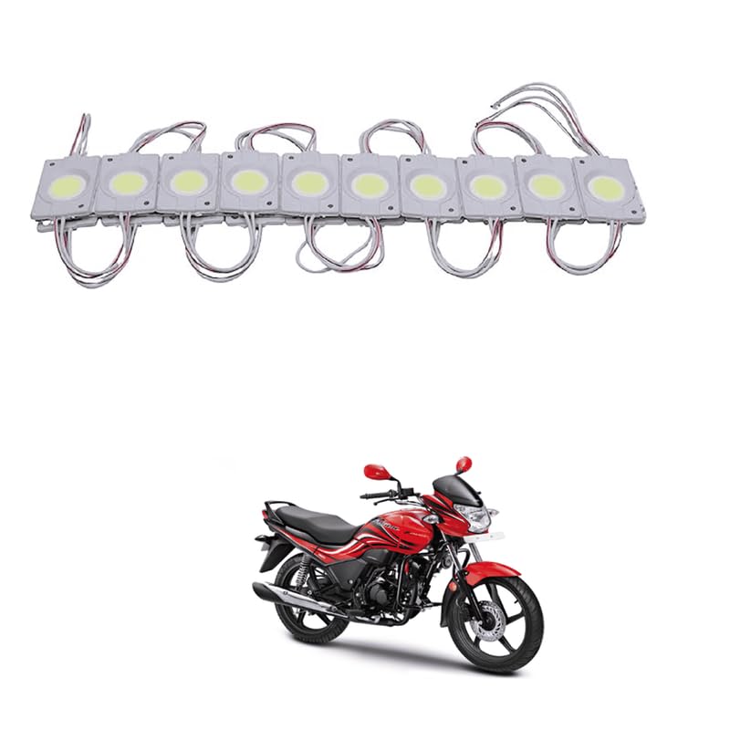 LOVMOTO Universal LED Module Light Interior Exterior 12V COB Coin Injection Decorative Lamp with Adhesive Backside for Car, Home & Decoration (10 Strips, White) Comfortable For Pass-ion X Pr-o