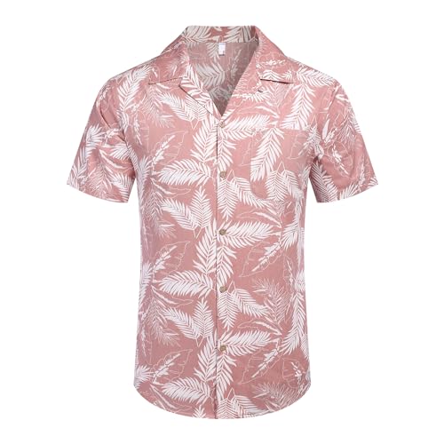 Image of Men's Hawaiian Shirt Tops Vintage Short Sleeve Button Down Beach Shirt Male Tropical Floral Summer Pullover Party Holiday