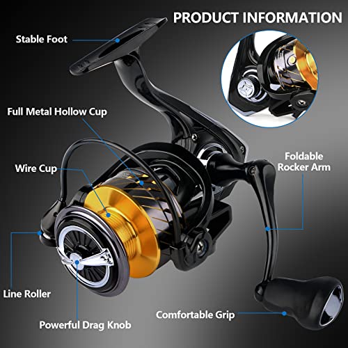 Spinning Fishing Reel - Super Smooth 13+1 Stainless Steel Ball Bearing Fishing Reel High Speed 5.2:1 Gear Ratio Powerful - Lightweight Fishing Reel For Saltwater Freshwater (Warrior-3000) #TOP1
