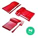 Red Plastic Silverware Set | Plastic Cutlery Heavy Duty, |96 Pack| 32 Spoons, 32 Forks 32 Knives, Disposable Utensils Set, Great for Parties, Christmas Flatware, New Year,