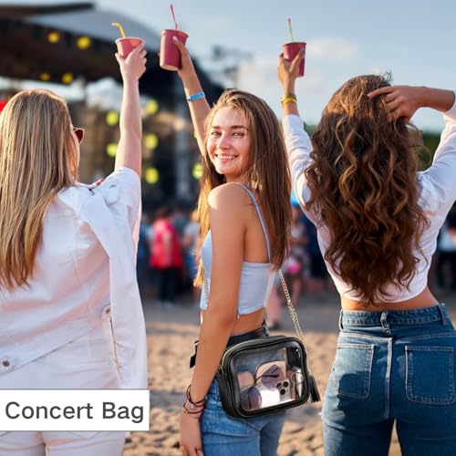 Image of PACKISM Clear Bag for Stadium Events - Clear Purses for Women Transparent Crossbody Messenger Bag for Concerts Game Day