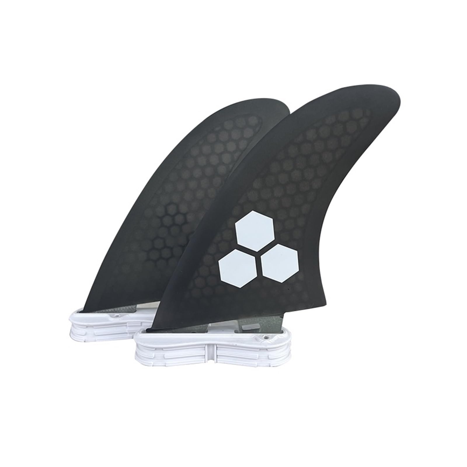 FCS II Black Surfboard Twin Fins Made By Fiberglass And Honeycomb