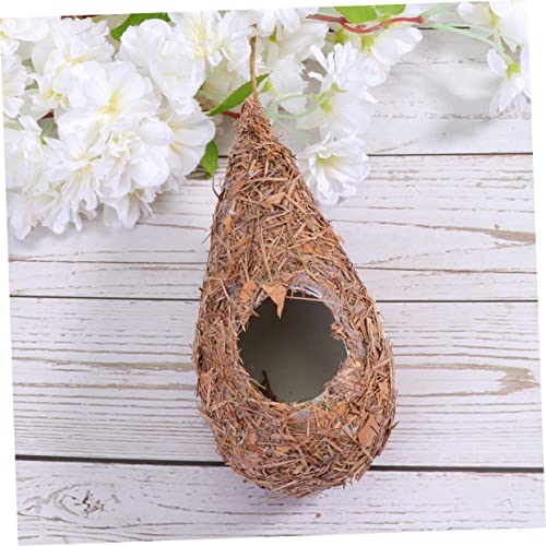 Image of Sosoport 2pcs Hummingbird Houses for Outside Hanging Natural Grass Hanging Bird Hut for Garden Window Outdoor Home Decoration