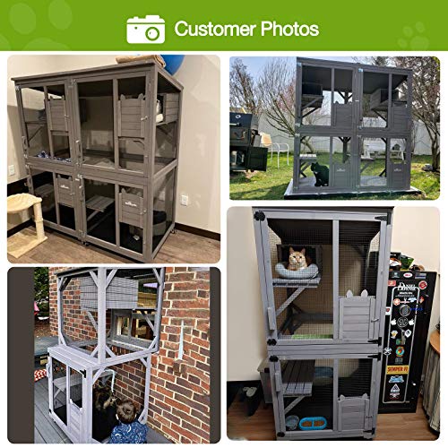 GUTINNEEN Cat House Outdoor Cage Cat Enclosure on Wheels,Large Wooden Kitty Catio with Resting Box,PVC Layer - Image 3