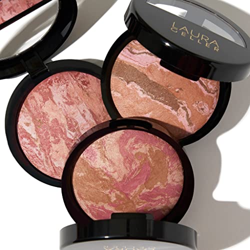 LAURA GELLER NEW YORK Baked Blush-n-Bronze Marbleized 2-in-1 Sculpting Bronzer Blush - Tropical Bronze - Contour Face with a Radiant Flush - Image 7
