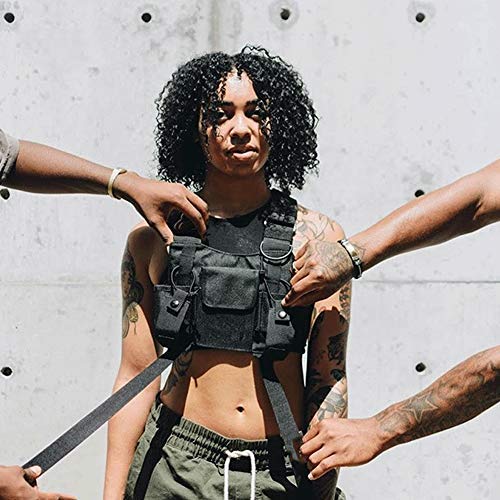 Longzhuo Schoudertassen, tas met voorvak, hiphop, streetwear voor dames en heren, functionele taillepacks, verstelbare zakken, sporttas - Image 3