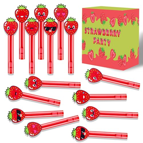 24Pcs Strawberry Bubble Wands for Berry First Party Favors Supplies Decorations, Strawberry Pinata Goodie Bag Stuffers & Classroom Prizes