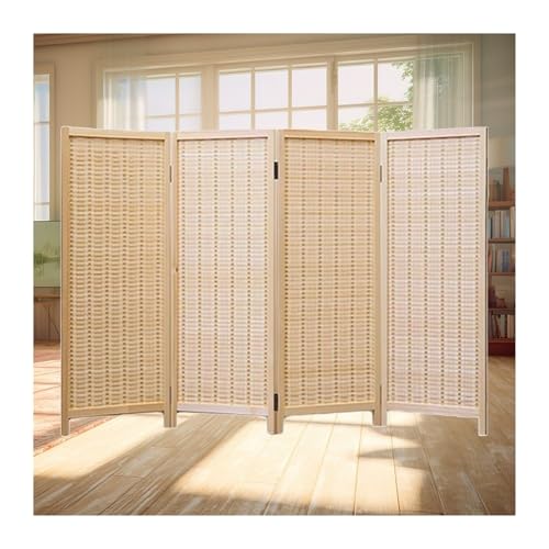 寝室やホームオフィス用の3/4/5/6パネルの籐編みのパーティション壁(Color1,100x40cm-5Pieces)