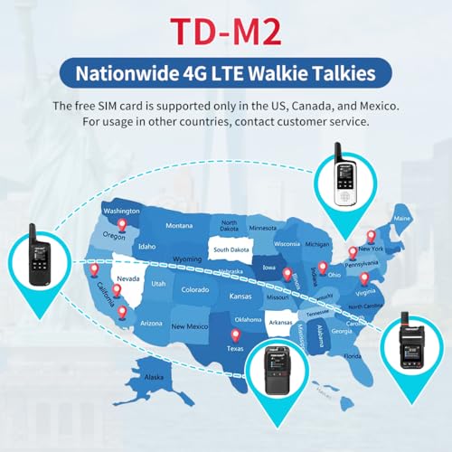Image of TIDRADIO TD-M2 Rapid 4G LTE Global Walkie Talkies Longe Range, Unlimited Range PoC Radios, Long Distance Two-Way Radio with SIM Cards, APP Manage Groups, for Family, Logistics, Company, 2 Pack