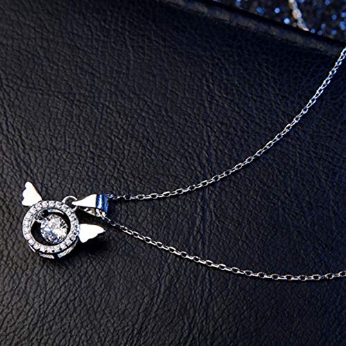 GLYP S925 Sterling zilveren slimme hart engel ketting, een kloppende hanger sleutelbeen ketting sieraden voor vriendin… - Afbeelding 5