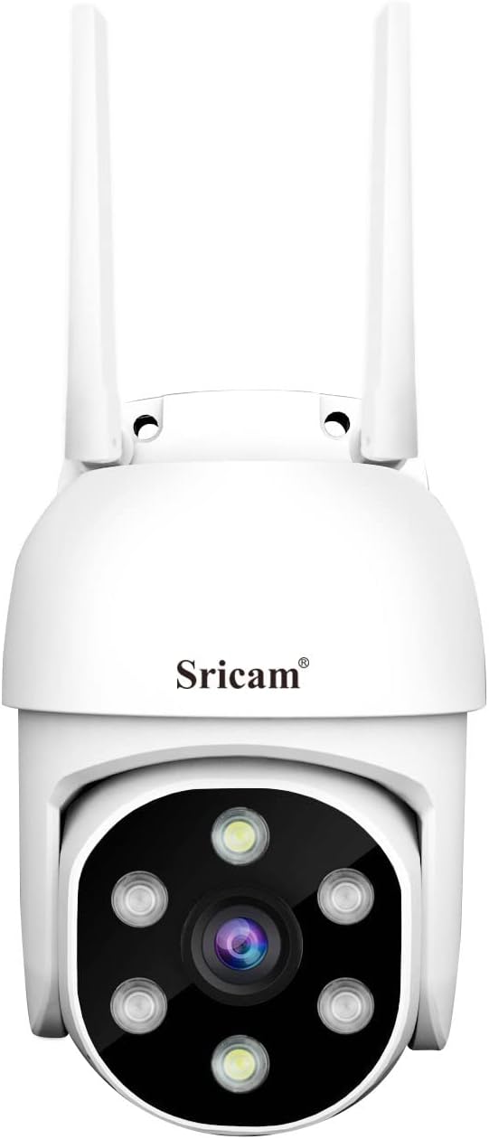 Sricam Mini 1080P 2.4G WiFi Home Surveillance PTZ IP Camera, Humanoid Detection and Motion Tracking, Night Vision, IP66 Waterproof, 2Way Audio, Garden/House/Pets/Baby Monitor
