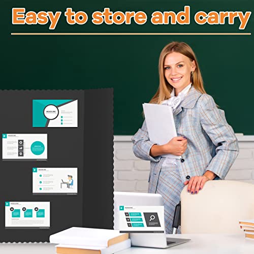Image of Henoyso 12 Pcs 36 x 48 Inch Black Tri Fold Poster Board Bulk for Display | Science Fair Project, Classroom Display Paperboard, Single Wall Build, Lightweight Presentation Board, 3 Panels