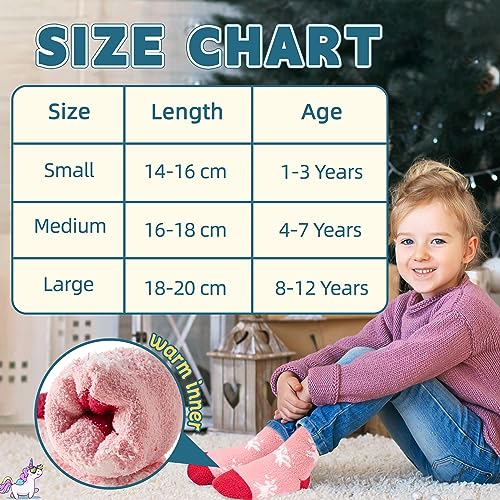 Image of Eyean Kids Fuzzy Socks Non Slip Soft Fluffy Slipper Grips Socks Warm Plush Cozy Cabin Boy Girls Crew Socks 6 Pairs