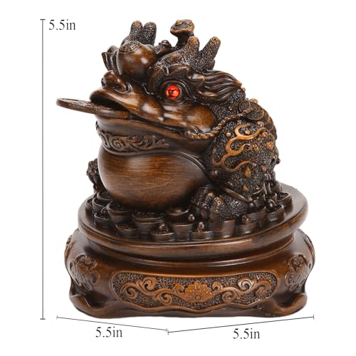 Estatua de Rana Feng Shui Tres Patas 5.5'' Resina miniatura 2