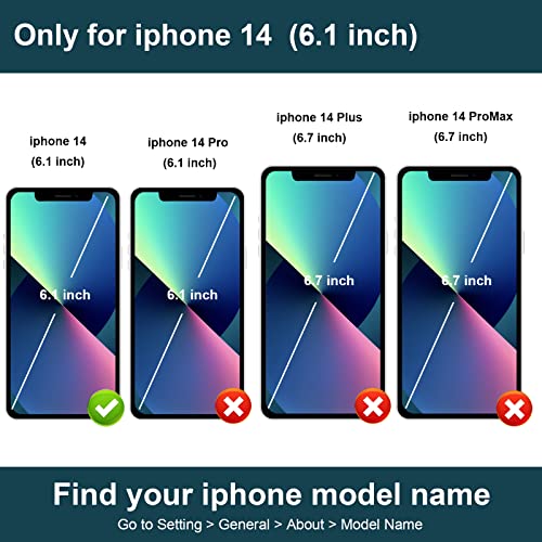 Folosu Compatible with iPhone 14 Case Wallet with Card Holder, 360°Rotation Finger Ring Holder Kickstand, RFID Blocking Leather Protective Double Buttons Shockproof Cover 6.1 Inch Green