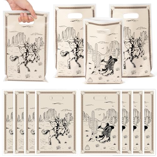 K1tpde Western Cowboy Goodies Bags - 50PCS First Rodeo Bachelorette Party Favor Gift Bags Bulk with Handle for Kids Cowboy Ranch Western Birthday Party Decoration Wild West Baby Shower Supplies