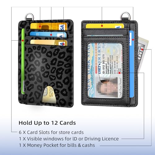 Slim Wallet for RFID Blocking Wallet, Slim and Stylish Wallet with Multiple Card Slots and Business Card Holder, Credit Card Protector Sleeves, Black Leopard Print3