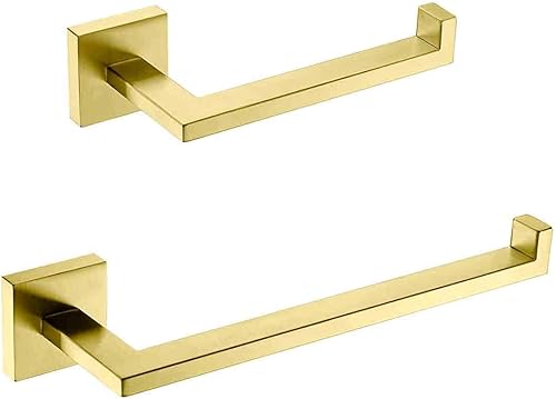 Hoooh - Juego de accesorios de baño de acero inoxidable de alta calidad 2 piezas de accesorios de baño para montaje en la pared soporte de papel