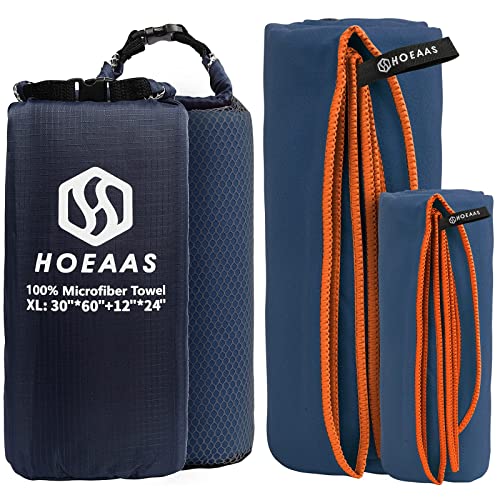 Hoeaas 2 Pack Microfiber Camping Towels, Quick Dry Towel, Super Absorbent Ultra Compact Travel Towel Soft Lightweight Sports Towel For Sweat Fast Drying Towels For Pool,Gym,Hiking,Backpacking,Fitness #TOP1