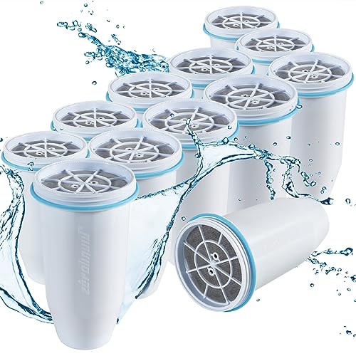Zeroliquid ZR-017 Water Filter Replacement for Water Pitchers and Dispensers, Advanced 6-Stage Filter to Remove 99.9% Lead, Chlorine, Fluoride, Heavy Metals, PFOA/PFOS (12 Pack)