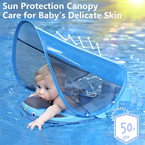 Joyooss Mambobaby Baby Swimming Pool Float, Add Tail Never Flip Over Non Inflatable Infant Swimming Float, Water Float With Removable Upf 50+ Uv Canopy, Waist Swim Ring For Toddler #TOP4