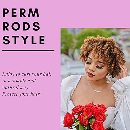 RJMBMUP Hastes de Perm para Cabelo Natural, 60 Peças de Rolos de Cabelo de Tamanho Médio para Ferram
