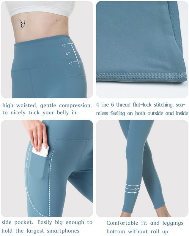KOWBEAR Womens Yoga Leggings 4-Way Stretch High Waisted Tummy Control Pant with Pocket Workout Athletic Gym Casual Pants - Image 4