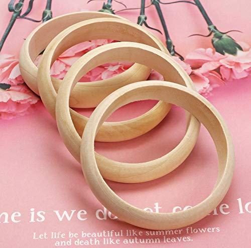 Penta Angel Wood Bangle Bracelets 4Pcs 2.83Inch Unfinished Natural Round Wooden Ring For Art & Craft Project Diy Jewelry Making #TOP29
