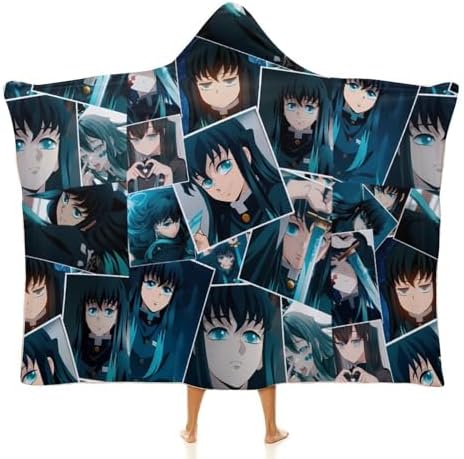 Muichiro Tokito Wearable Blanket Hoodie, Multi-size Hooded Blanket, Warm Cozy Wearable Blanket with Hood