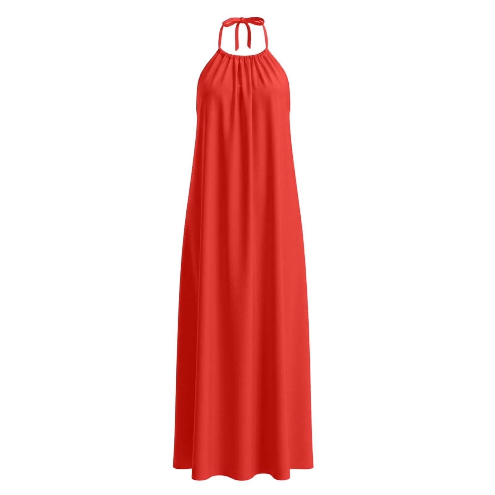 Générique Robe Longue Femme Chic Et Elegant Bretelles Spaghetti Coton Boheme Robe à Bretelles Elegant Chic Robes Lin sans Manches DéContracté Quotidien Boho Plage Vacances Plage éTé