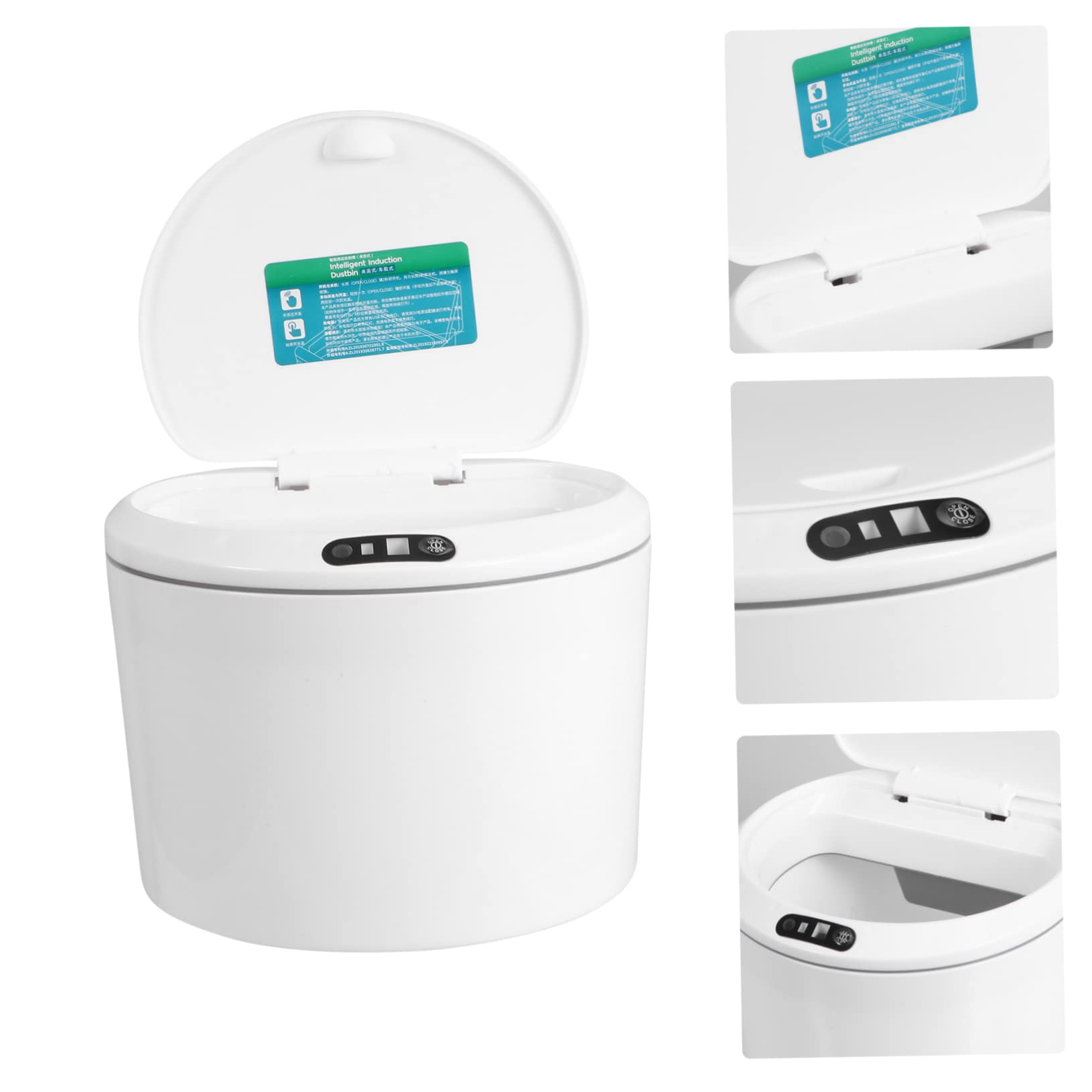 Elektrischer Auto Müllorganizer mit Infrarotsensor, Kunststoff, Weiß