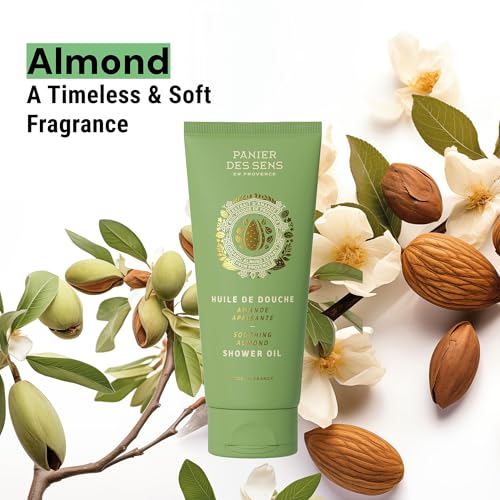 Image of Panier des Sens Sweet Almond Body Wash, French Shower Gel, 6.8 fl oz | Vegan Body Wash | 96% Natural-Origin Ingredients | Gentle Daily Cleansing | Long-Lasting Fragrance | Soft Skin Feel