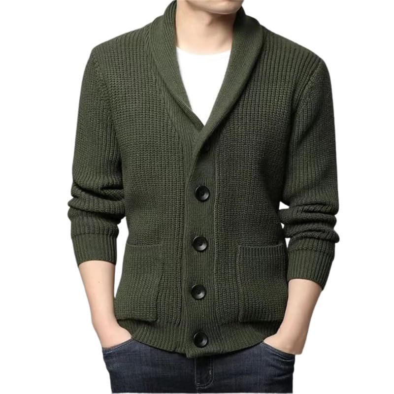 fizzoqi Men's Wool Blend Turn-Down Collar Buttoned Cardigan Sweater for Autumn and Winter-picture-32