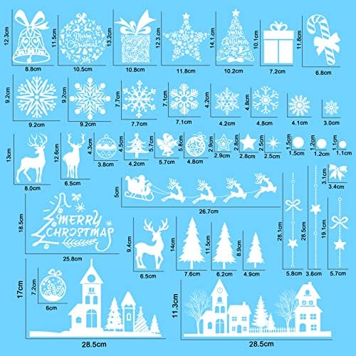 193 Pcs Christmas Window Stickers Cling, White Xmas Window Stickers Reusable, Double Side Window Stickers Christmas Scene for Christmas Decorations with Large Snowflake Reindeer Tree for Glass Decals