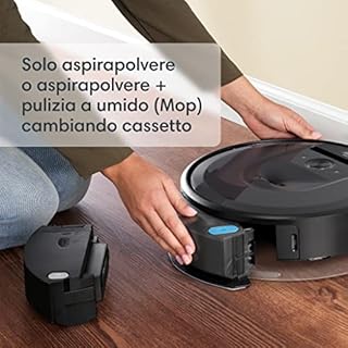 iRobot Roomba Combo i8 Robot Aspirapolvere Lavapavimenti, Memorizza la Planimetria della Casa, Adatto per Peli di Animali Domestici, Spazzole in Gomma, Potente Aspirazione, Wi-Fi, App, Grigio
